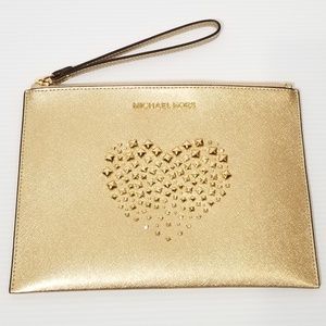 Michael Kors XL Studded Heart Wristlet/Clutch